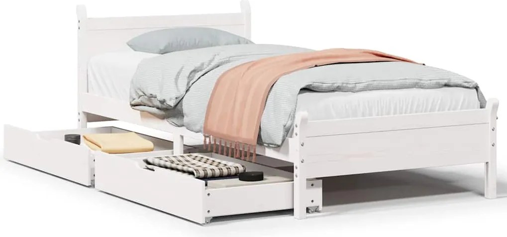 vidaXL fehér tömör fenyőfa ágy matrac nélkül 75 x 190 cm