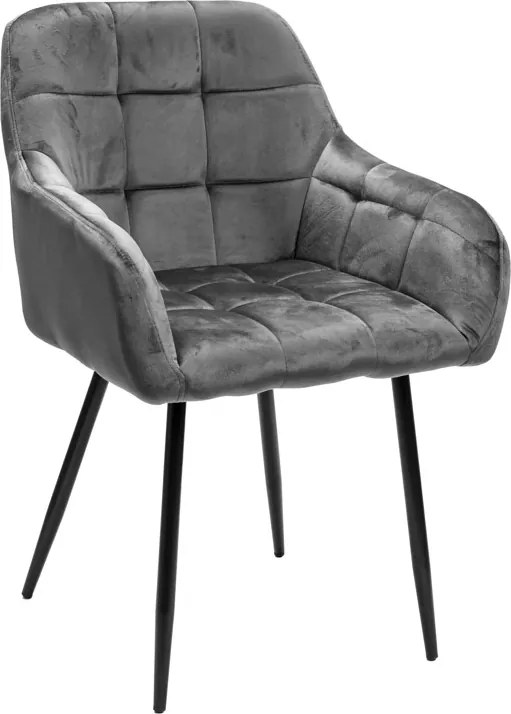 Szürke MARLEN VELVET étkezőfotel fekete lábakkal