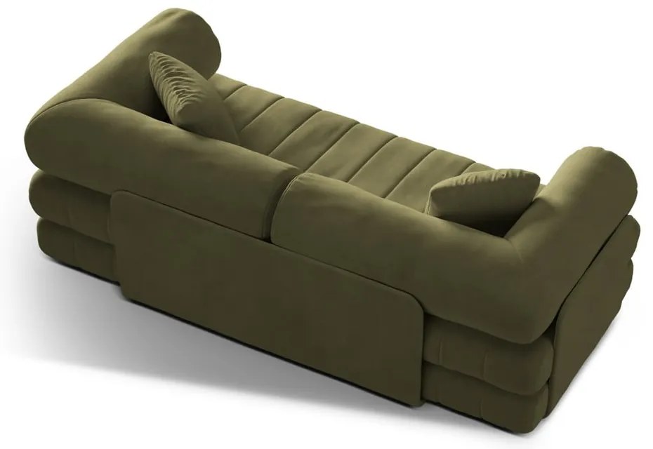 Zöld bársony kinyitható kanapé 206 cm Kemi – Cosmopolitan Design