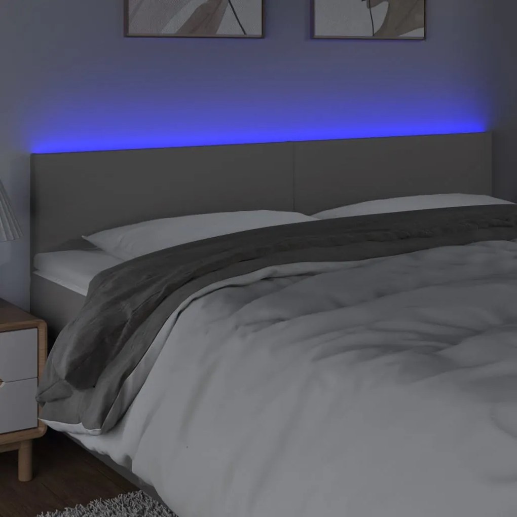 szürke műbőr LED-es fejtámla 200 x 5 x 78/88 cm