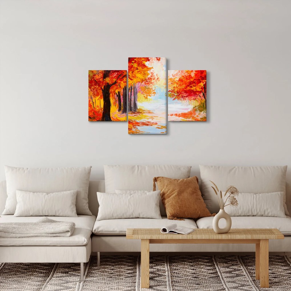 Kép - olajfestmény, színes ősz (90x60 cm)