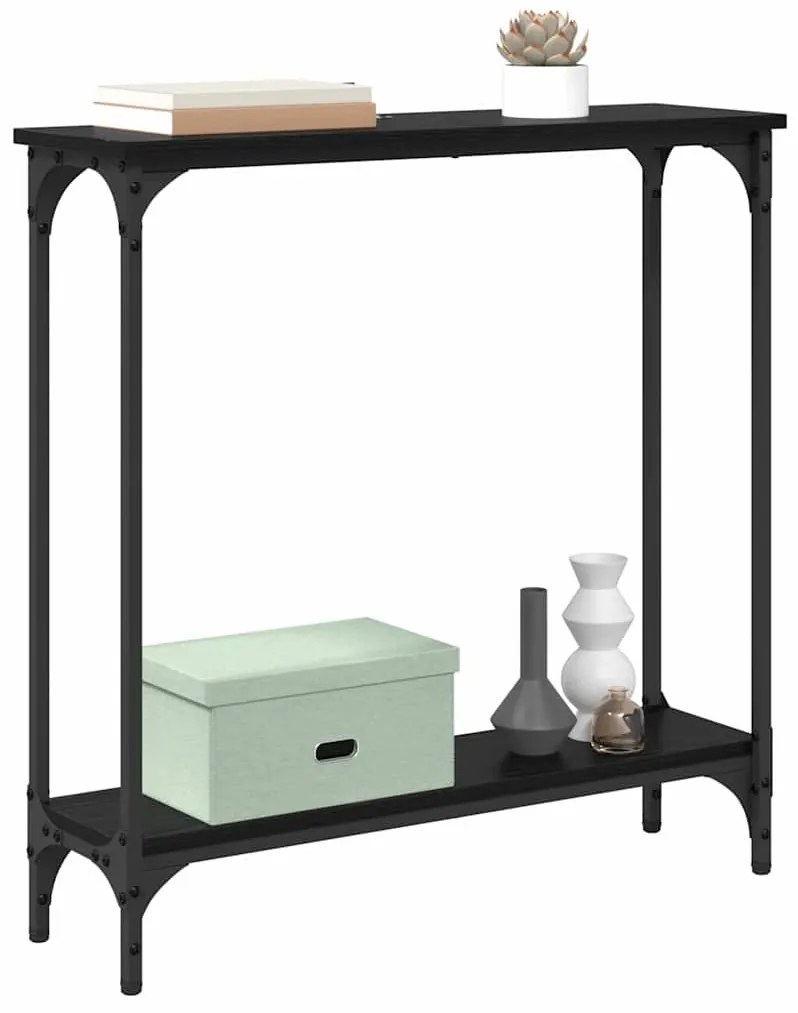 vidaXL Konzolasztal polcokkal Fekete tölgy 75 x 22,5 x 75 cm Faanyag