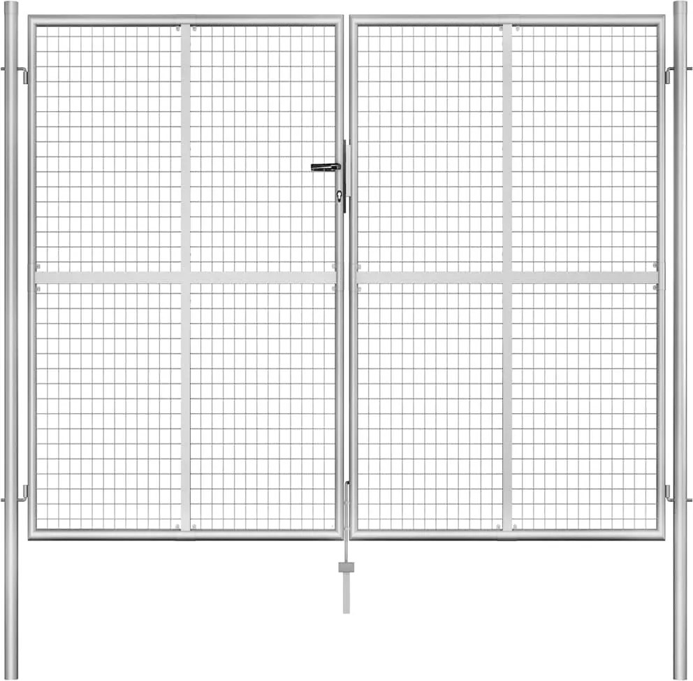 vidaXL ezüst színű horganyzott acél kerti kapu 300 x 200 cm