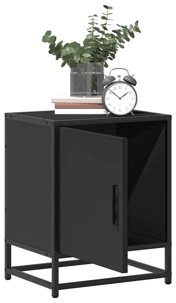 Éjjeliszekrények 2 db Fekete 40x31x50 cm Méretezett fa és fém