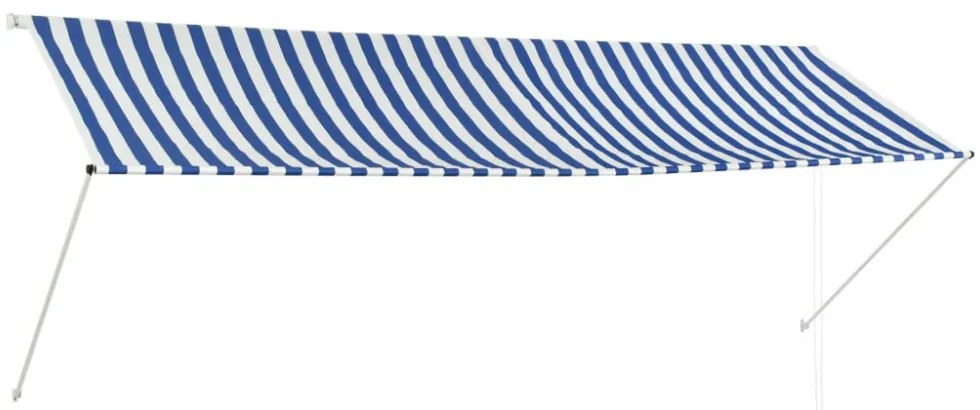 feltekerhető kék és fehér napellenző 350 x 150 cm