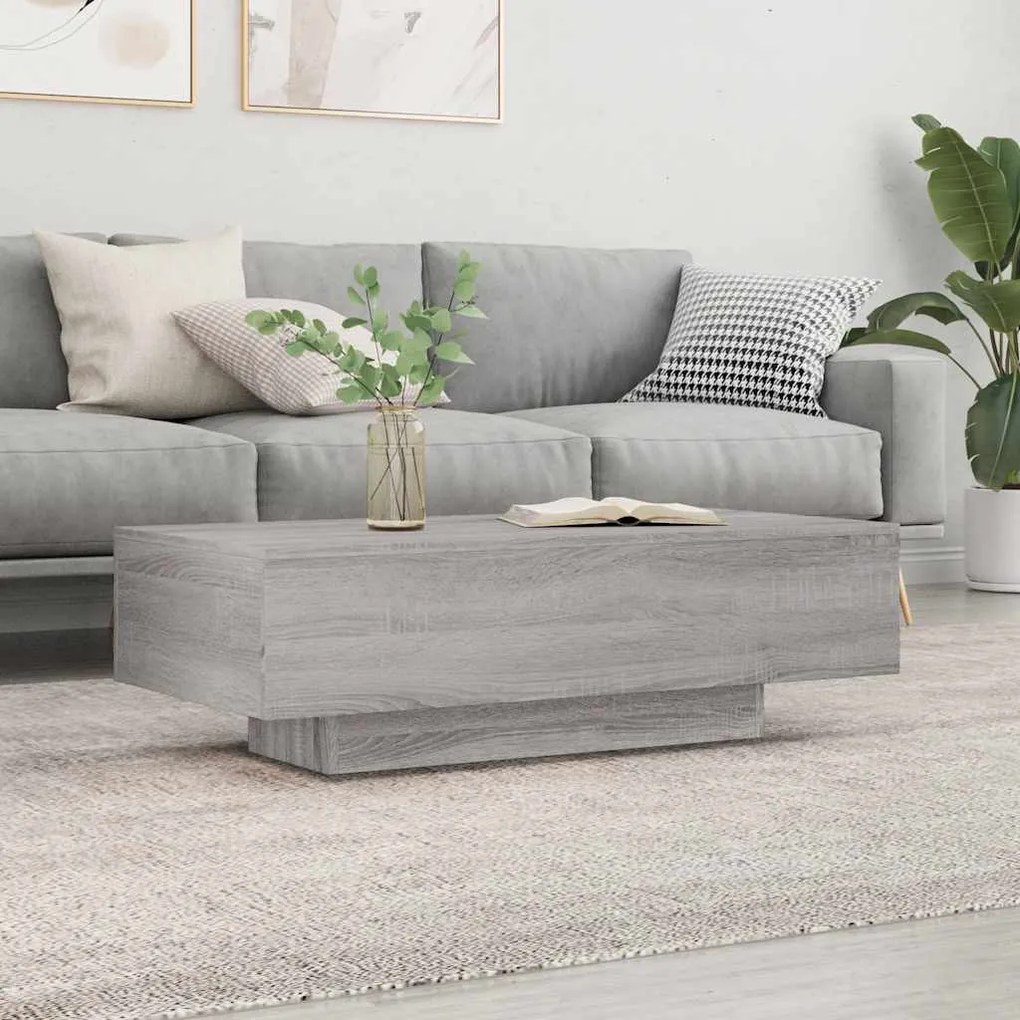 Szürke sonoma szerelt fa dohányzóasztal 100x49,5x31 cm