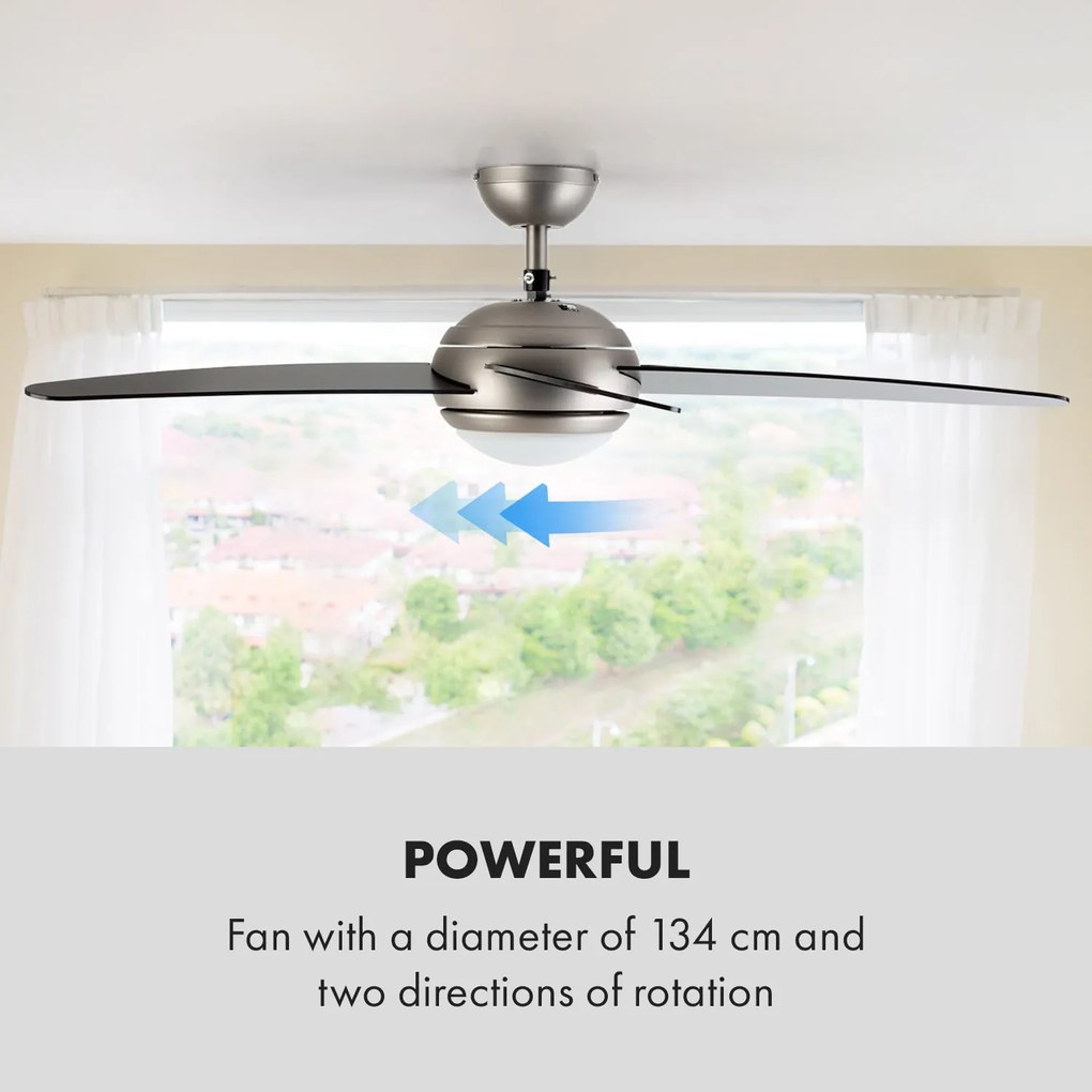 Bolero, 2 az 1-ben mennyezeti ventilátor, 134 cm, lámpa, 55 W, távirányító, fekete