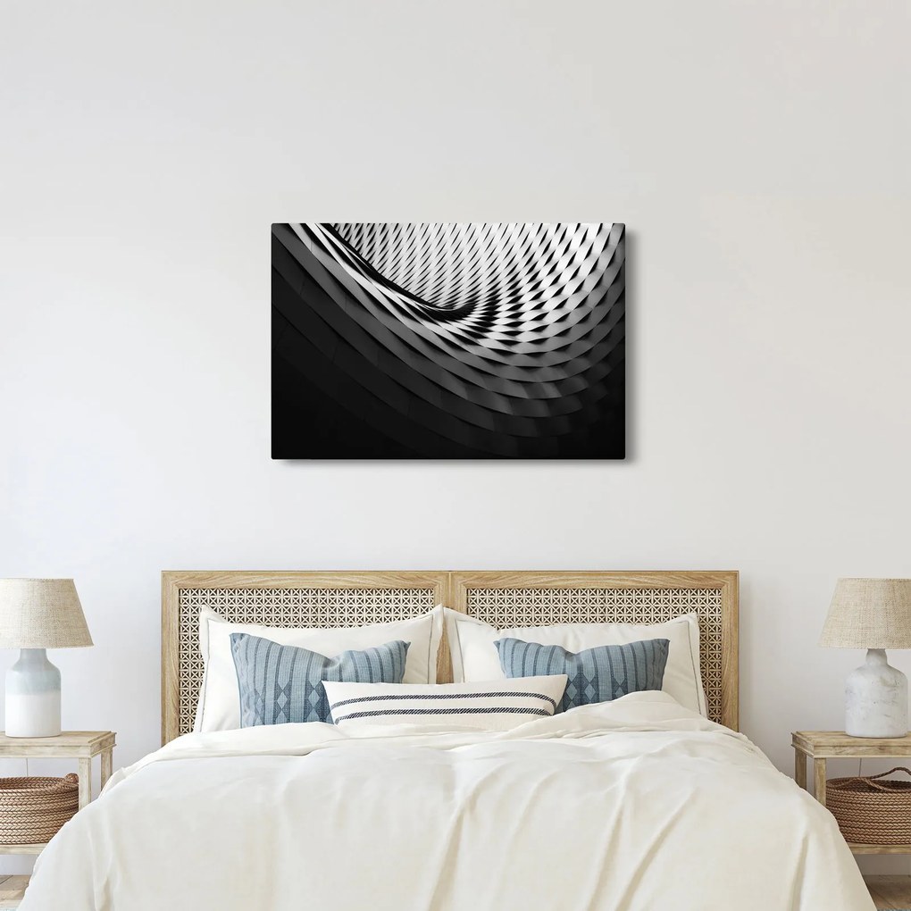 Absztrakt kép - fekete-fehér spirál (90x60 cm)