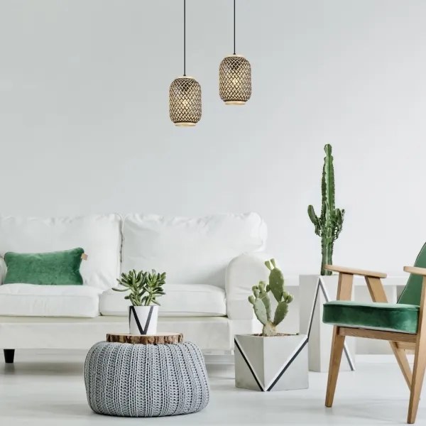 Rabalux 72091 - ADALLA rattan függeszték 1xE27/40W/230V, kábellel