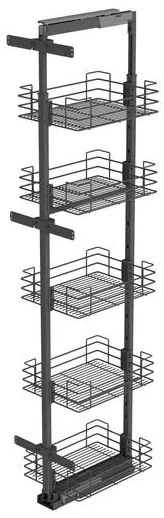Konyhai fémrács, kamravasalat, 450mm, antracit, teljes kihúzású, csillapított záródás, 1215-1515mm,4 kosár SIGE, Green Line 260