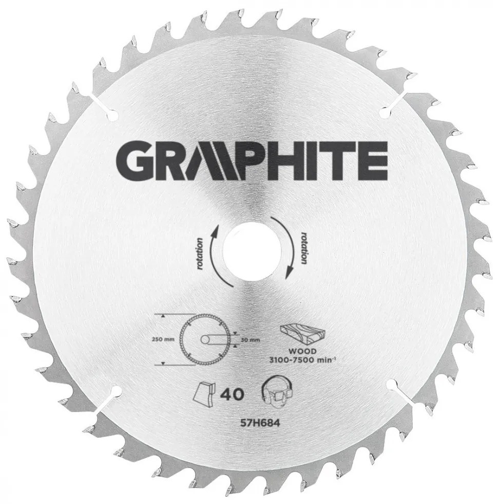 KŐRFŰRÉSZLAP 250*30MM HM 40FOG GRAPHITE