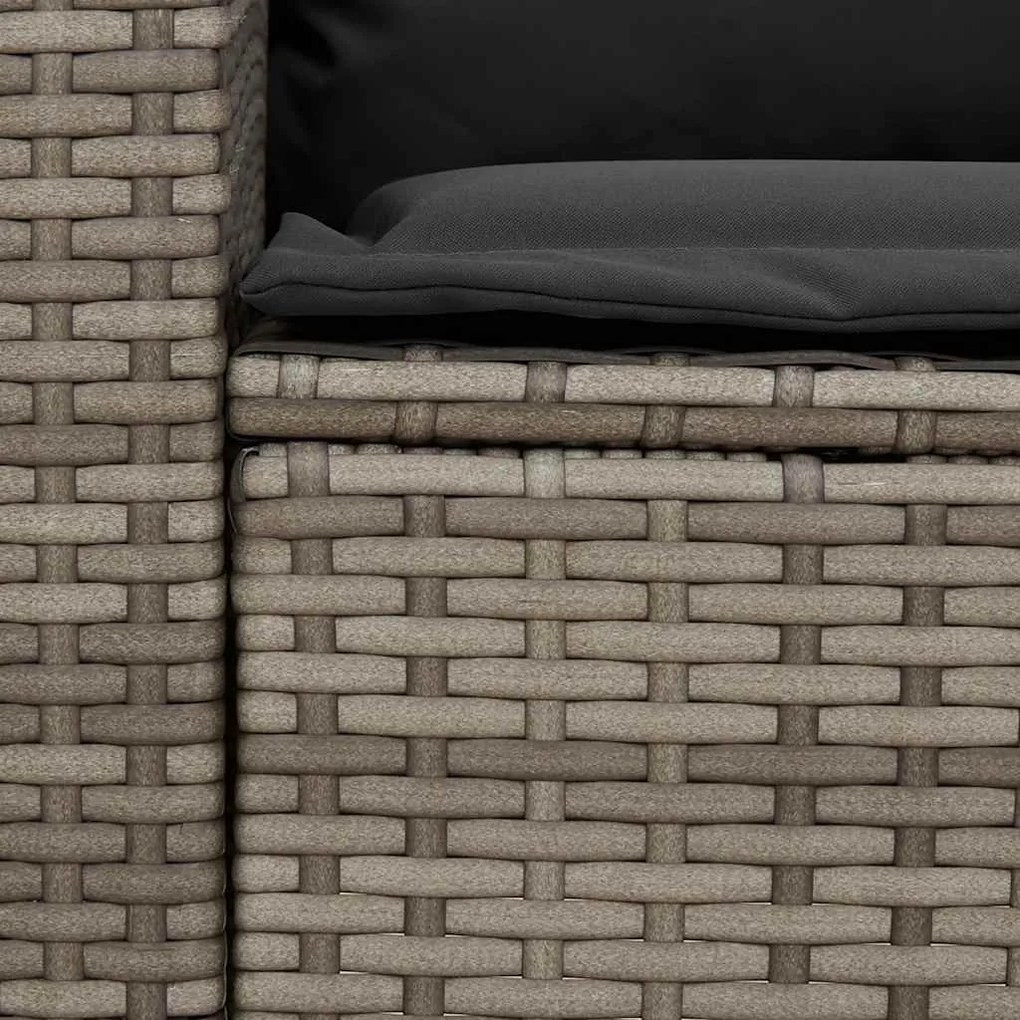 5 személyes szürke polyrattan kerti kanapé párnával