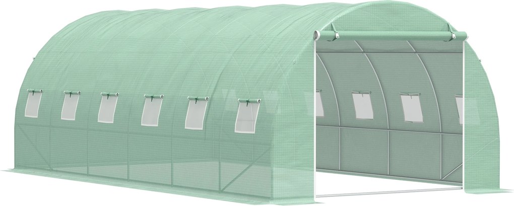 Outsunny Alagút Üvegház 6x3x2 m Kerti Üvegház 12 Ablakkal és Ajtóval Növények, Zöldségek, Virágok Számára | Aosom