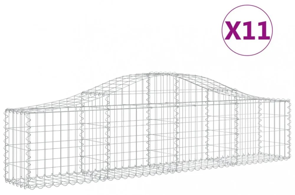 11 db íves horganyzott vas gabion kosár 200x30x40/60 cm