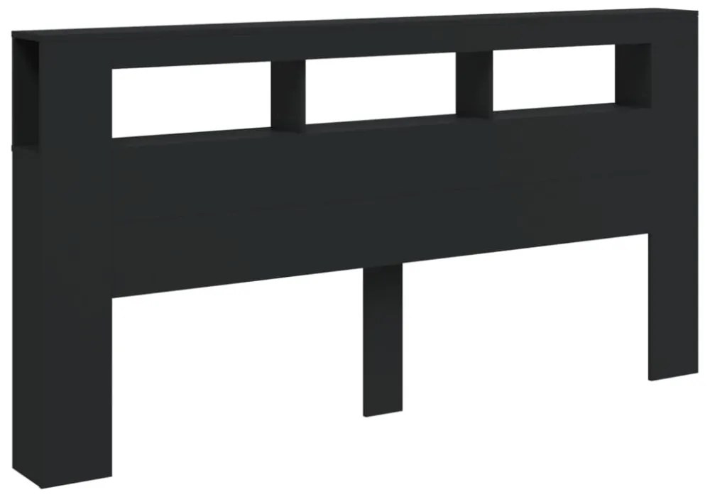 fekete szerelt fa LED-es fejtámla 200 x 18,5 x 103,5 cm