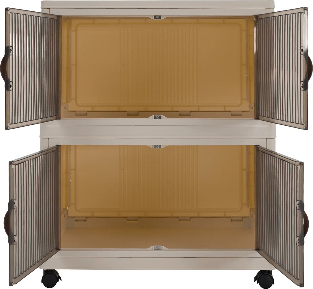 Összecsukható szekrény, fehér/barna, műanyag, POSA TYP 1