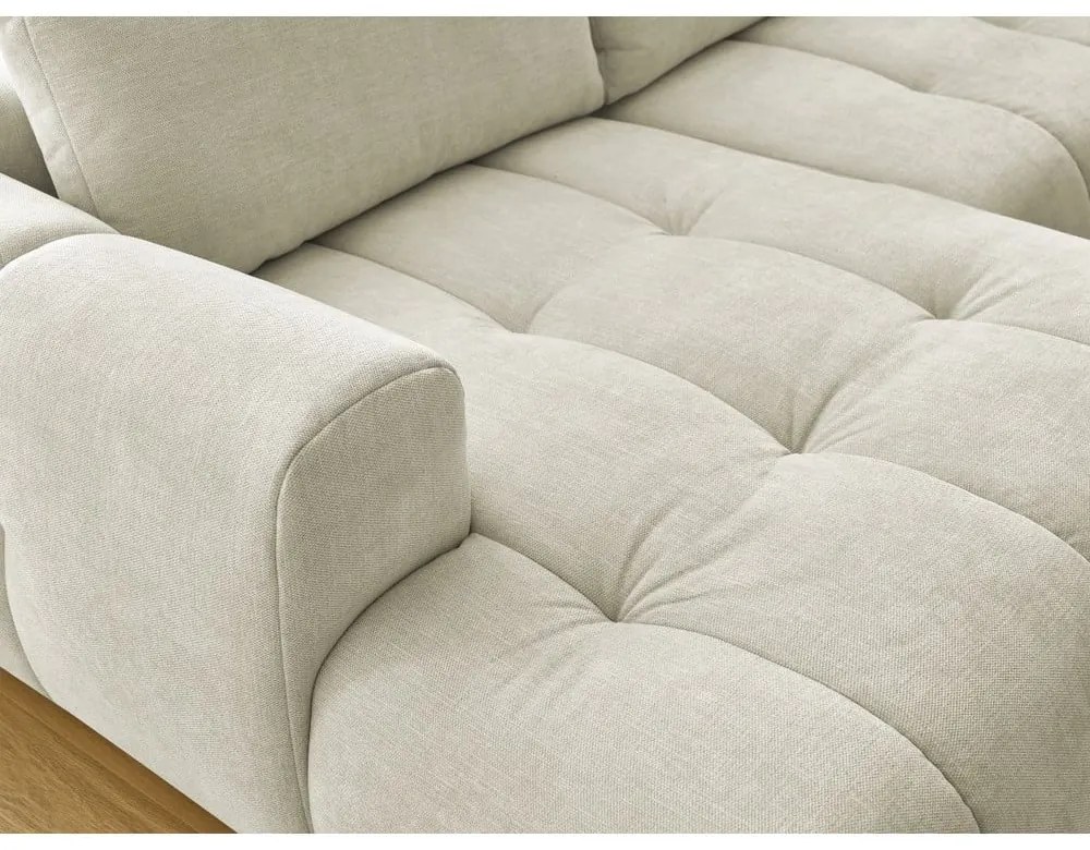 Bézs kinyitható-tárolóhelyes sarokkanapé (jobb oldali-U alakú) Fuji – Bobochic Paris