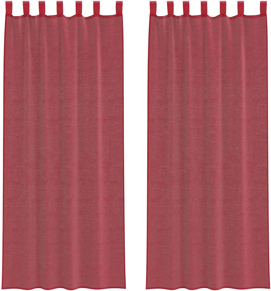 vidaXL 2 db borvörös fátyolfüggönyök hurokkal 140x260 cm