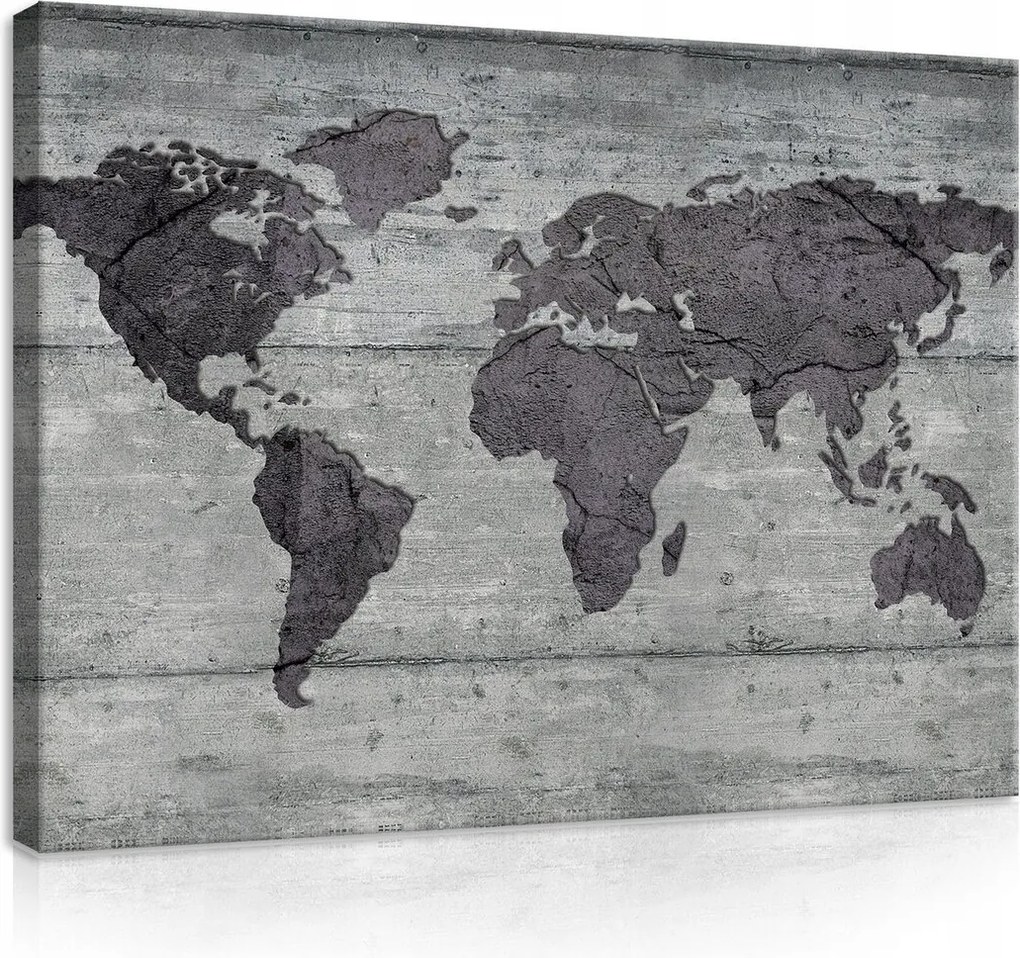 Vászonkép 60x40 Világtérkép beton textúra ipari loft modern földrajz