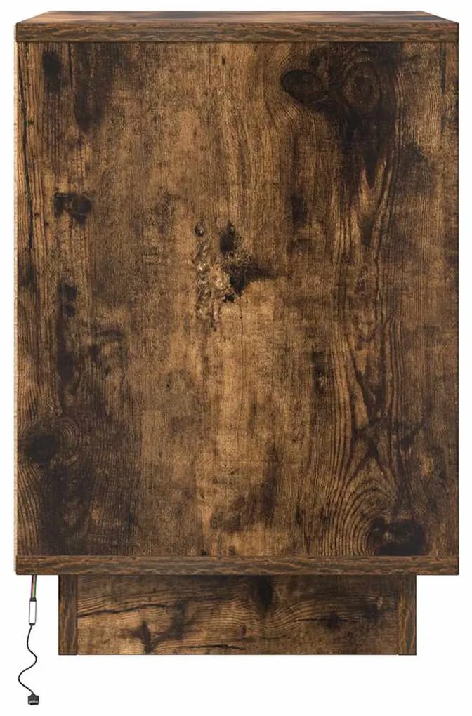 füstös tölgy színű éjjeliszekrény LED-világítással 38x34x50 cm