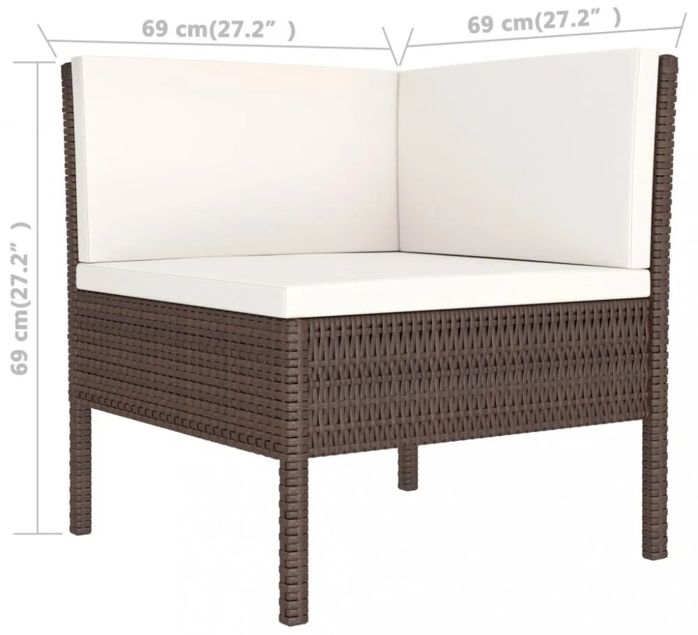 2 részes barna polyrattan kerti bútorszett párnákkal