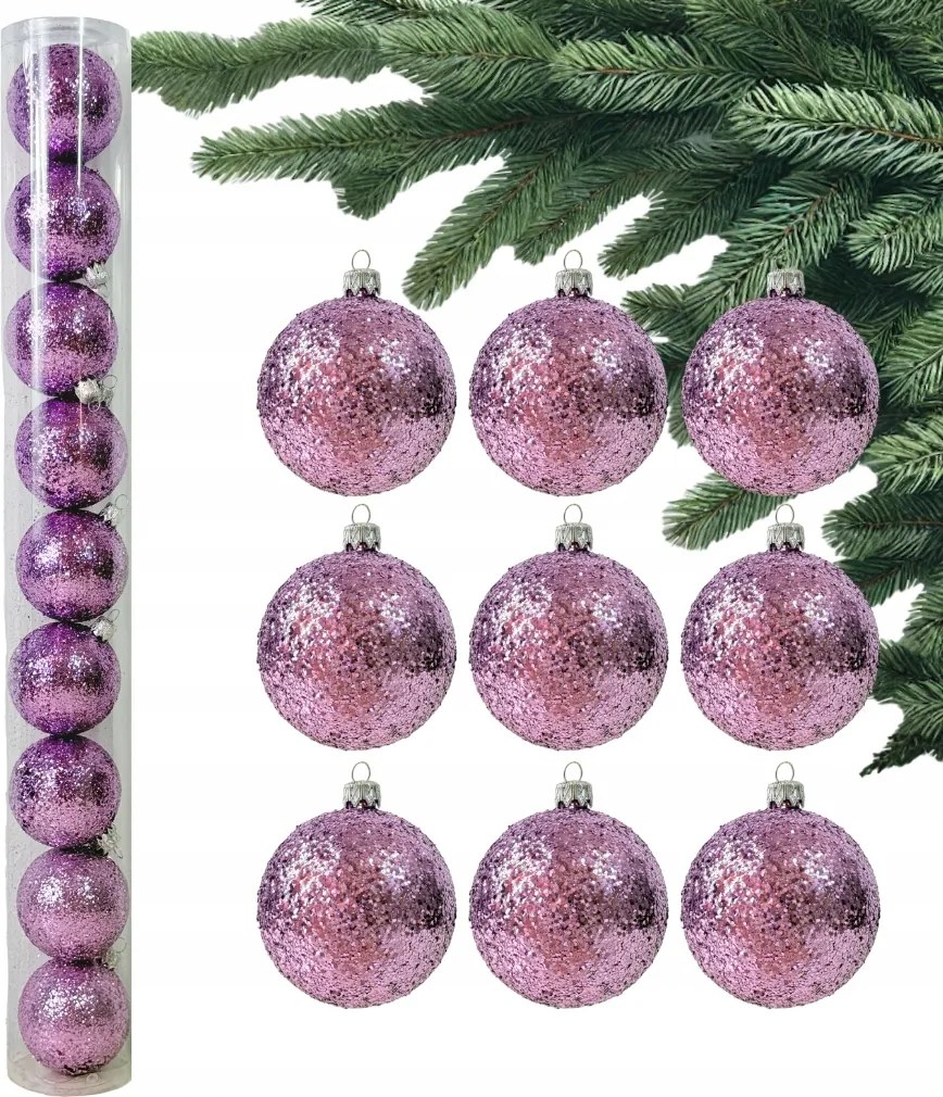 9 db Lila, csillogó Karácsonyfa Dísz, levendula Színű gömbök karácsonyfára, dekoráció