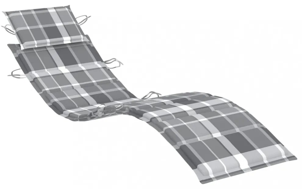 szürke kockás oxford szövet napozóágy párna 186 x 58 x 3 cm