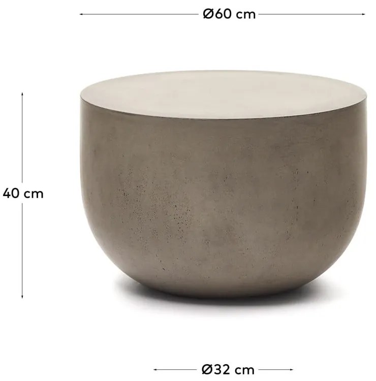 Beton kerek kerti dohányzóasztal ø 60 cm Garbet – Kave Home