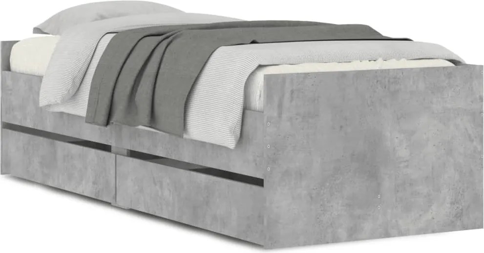 vidaXL betonszürke kisméretű egyszemélyes ágykeret 75 x 190 cm
