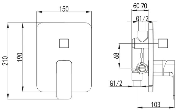 Aqualine - Zuhanycsap rejtett beépítéshez FACTOR fényezett króm