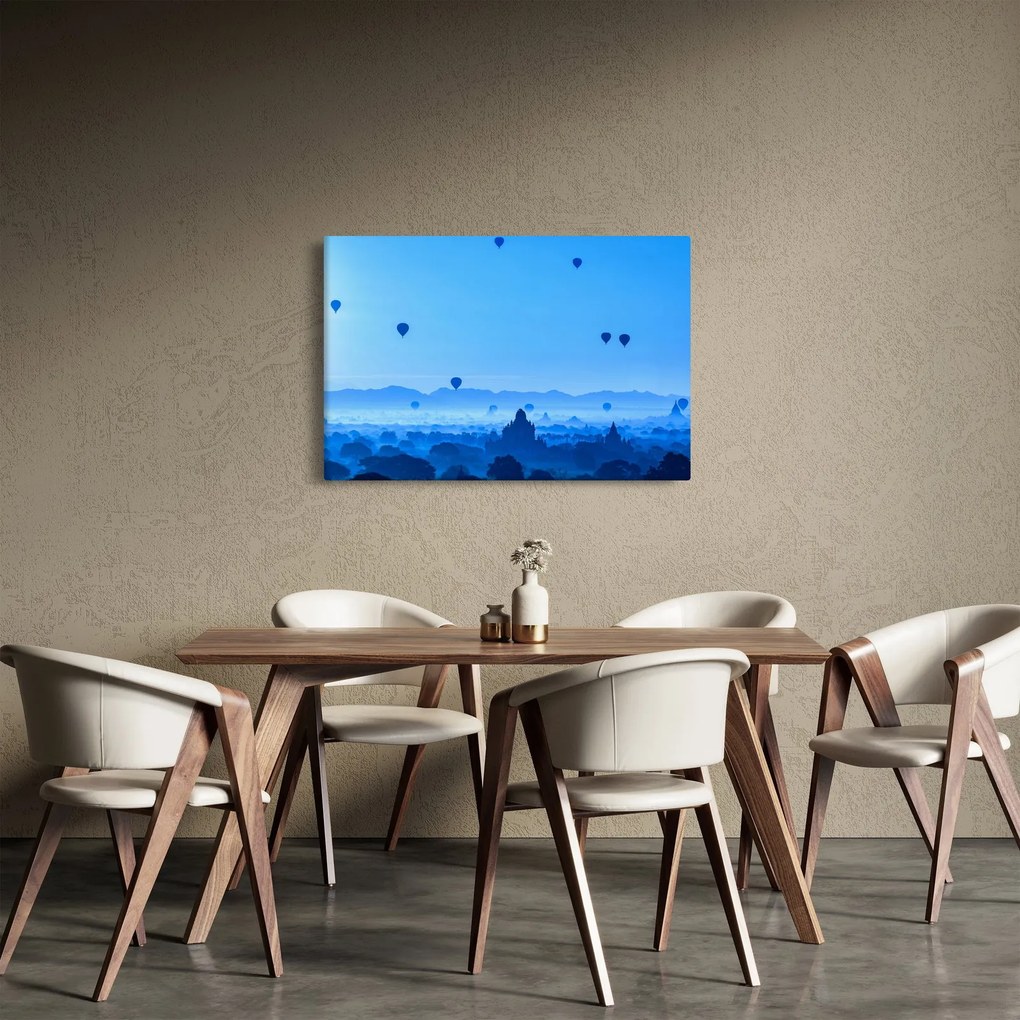 Kép - léggömbök a táj felett (90x60 cm)