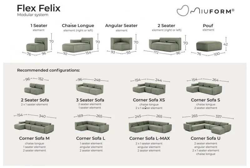 Bézs kanapé modul Flex Felix – Miuform