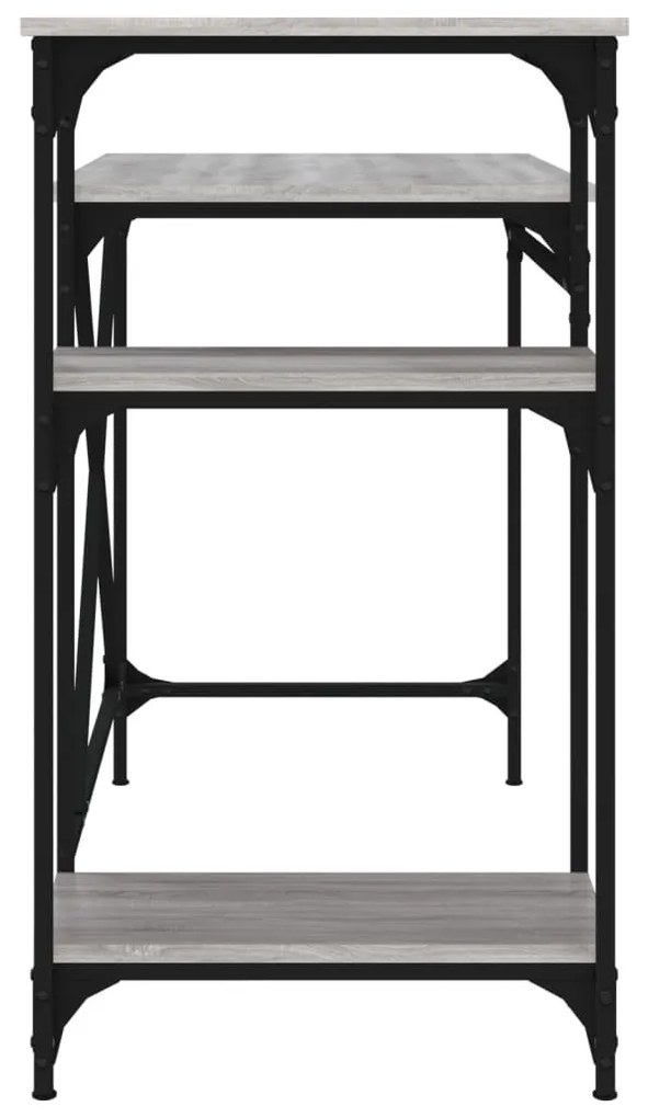 szürke sonoma fa és vas íróasztal polcokkal 105x50x90 cm