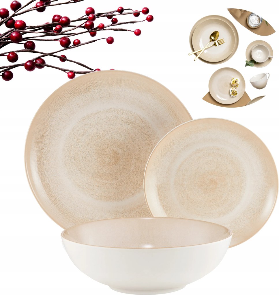 Tányér Szett Ebédlő Szett 4 Személyes Kerámia Tányérok Ambition Ajándék