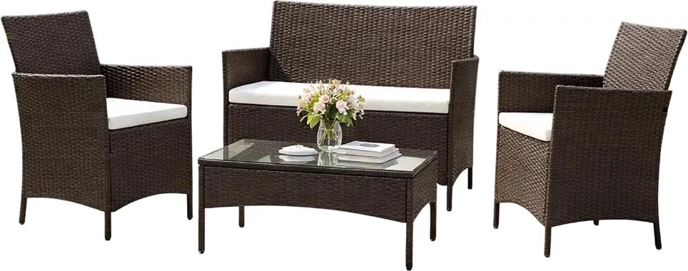Avenberg Grande kerti rattan bútorkészlet, barna