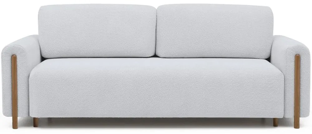 Szürke buklé kinyitható-tárolóhelyes kanapé 244 cm Arcadova – ELTAP