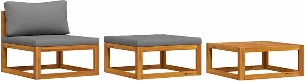 vidaXL 3 részes tömör akácfa kerti ülőgarnitúra párnával