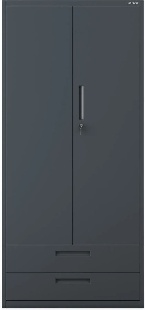 Moduláris többfunkciós fém szekrény két fiókkal antracit MEGAN 1950 x 900 x 400 mm