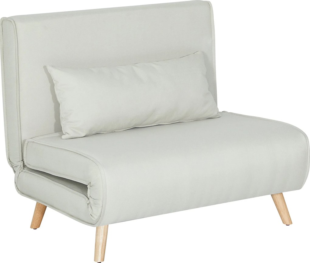 HOMCOM Egyszemélyes Kanapéágy, Ággyá Alakítható, Állítható Háttámla, Relaxáló, Nordic Skandináv Stílusú, 25D Hab, Otthoni Vászon Anyag, Fenyő Fa, Krém