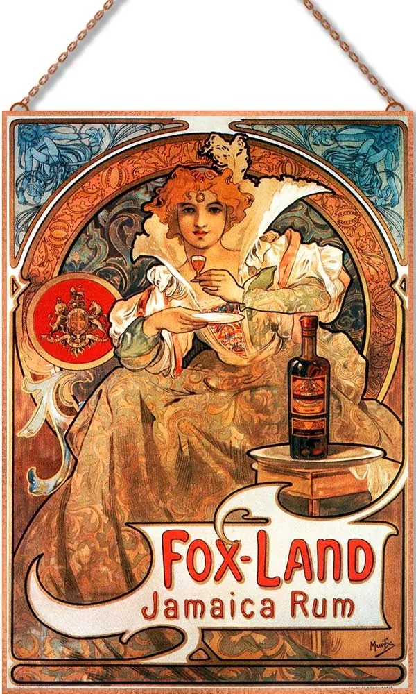 Alphonse Mucha - Fox Land üvegkép, falikép