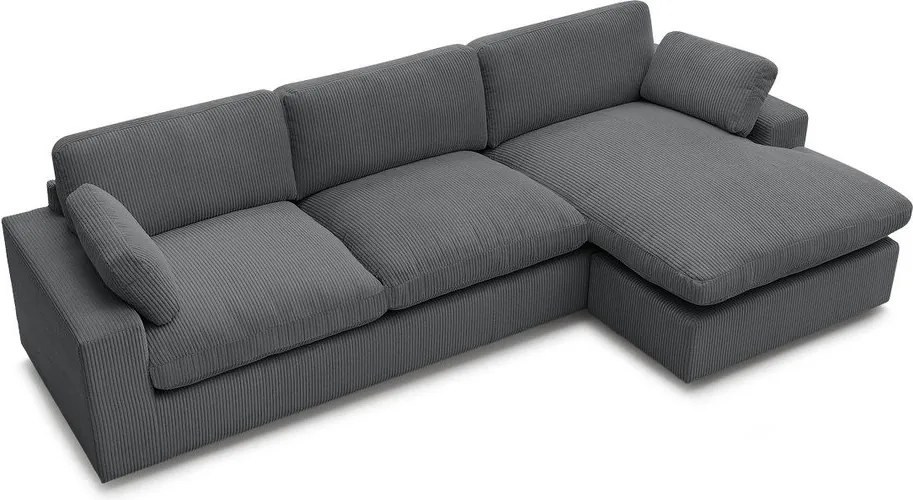 Sötétszürke kordbársony sarokkanapé Belair – Bobochic Paris