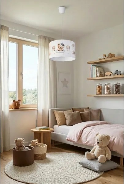 Brilagi - LED zsinóros gyerekszobai csillár BOBO 1xE27/60W/230V átm. 35 cm fehér/mackókkal