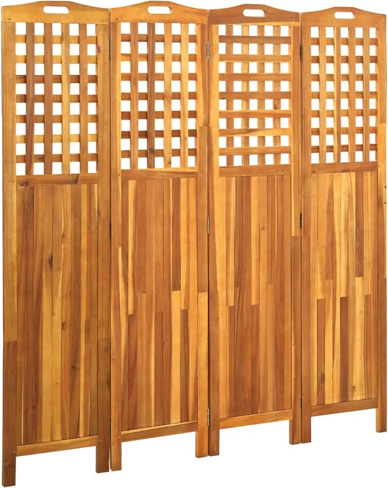 vidaXL 4 paneles tömör akácfa szobaelválasztó 161 x 2 x 170 cm