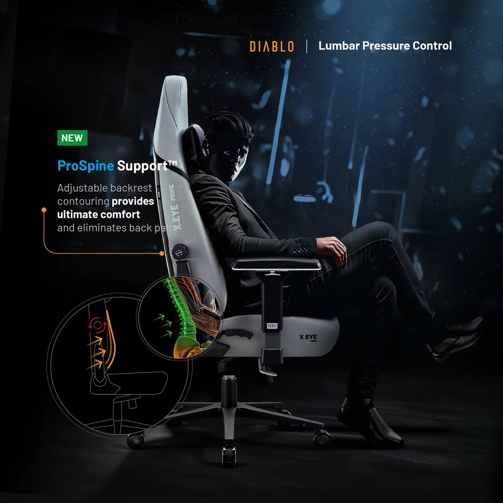Gamer szék Normal Size szürke-fekete: Diablo X-Eye Prime Nightwolf Moon