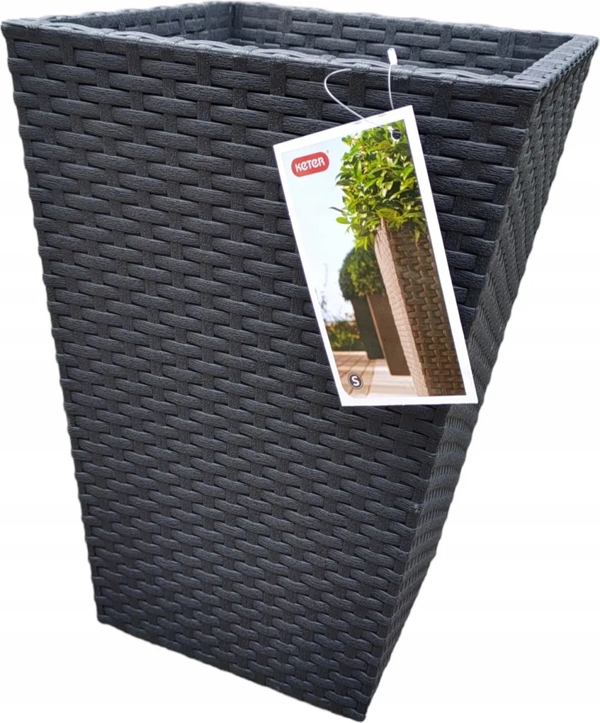 Keter Rattan Virágtartó Kaspó Antracit S 23L Rattan