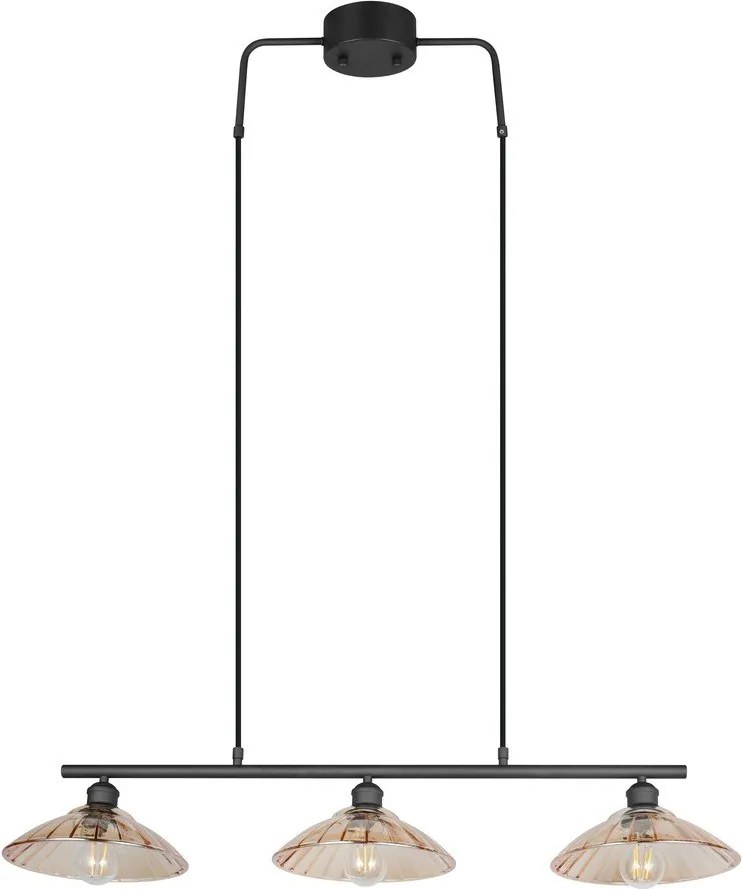 Fekete-borostyán színű fém függőlámpa üveg búrával Eluna – Reality