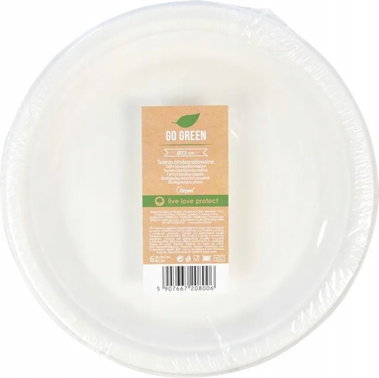 Eldobható Tányérok Eco Cukornád Party Tányér 23 cm Arpex