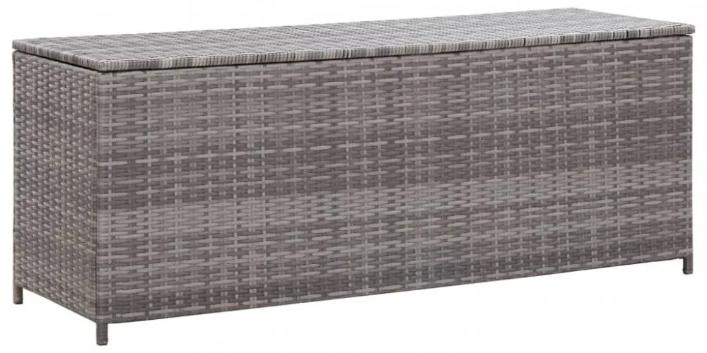 szürke polyrattan kerti tárolóláda 120 x 50 x 60 cm