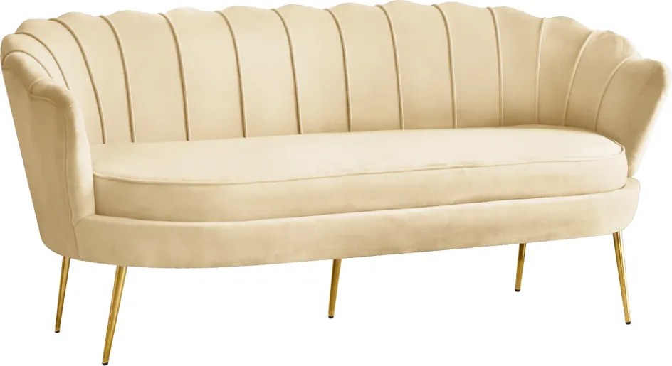 Luxus kanapé, 3 személyes, bézs Velvet szövet/arany, Art-deco, NOBLEO TYP 2