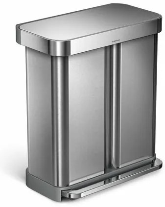 Simplehuman pedálos hulladékgyűjtő szelektívhulladékgyűjtő 58 l, ezüst